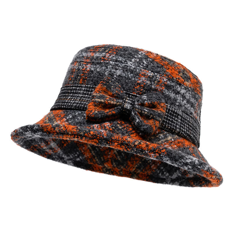 Sombrero de pescador de mezcla de lana con textura jaspeada y lazo para mujer - Naranja - M (22-22 7/8") - image 10