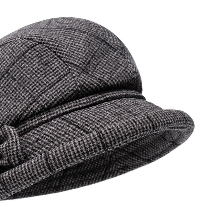 Boina cálida con lazo a cuadros para mujer - image 1