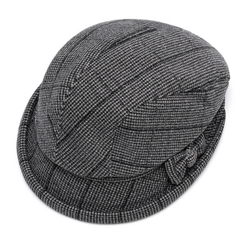 Boina cálida con lazo a cuadros para mujer - image 7