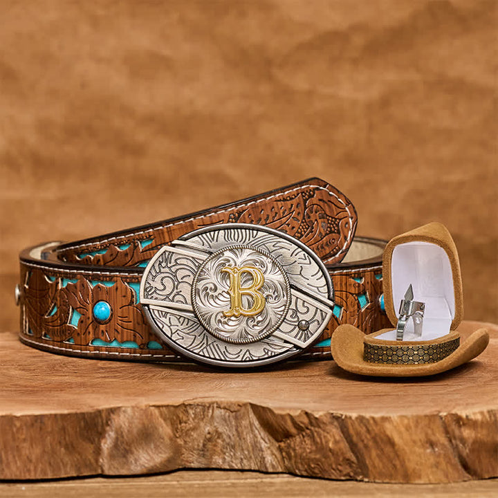 Juego de anillos funcionales con hebilla de cinturón y cuchillo oculto con letra inicial DIY - image 4