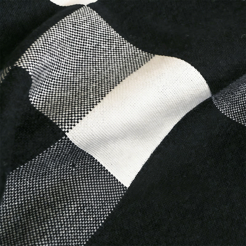 Bufanda de invierno cómoda y versátil a cuadros blancos y negros para hombre - image 2