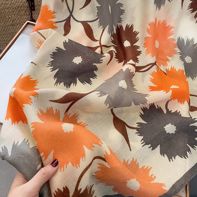Bufanda ligera, versátil y multicolor con estampado floral elegante para mujer - image 7