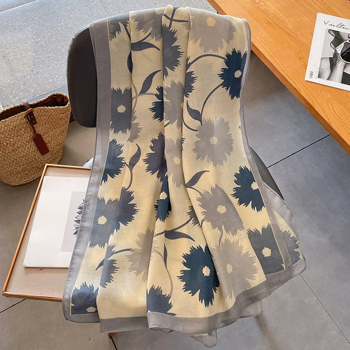 Bufanda ligera, versátil y multicolor con estampado floral elegante para mujer - image 1