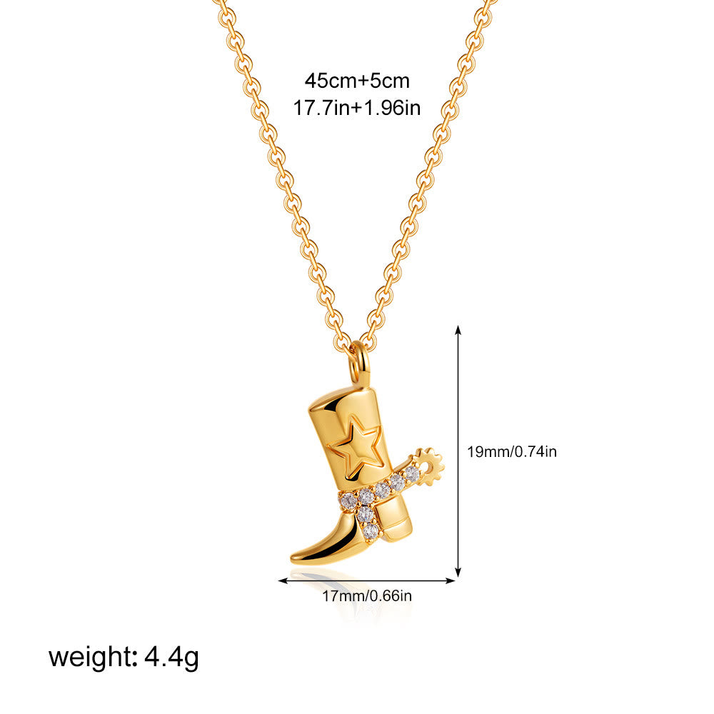 Exquisito collar con colgante de estrella y bota vaquera dorada del oeste - Estilo #5 - image 7