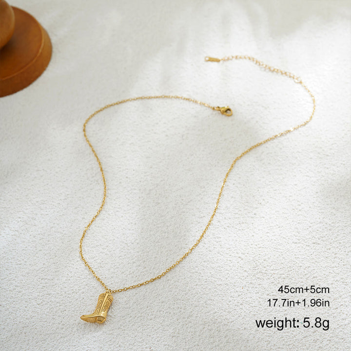 Exquisito collar con colgante de estrella y bota vaquera dorada del oeste - Estilo #3 - image 5