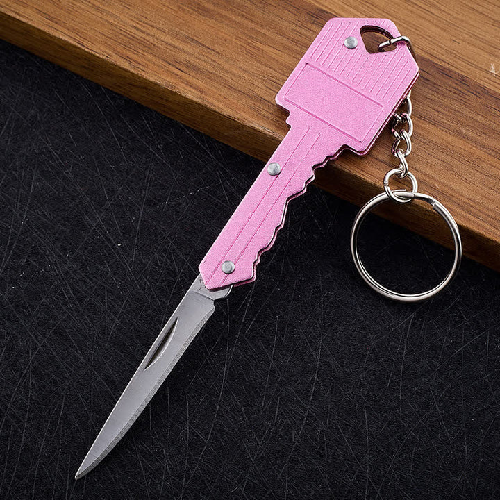 Mini llavero plegable con forma de cuchillo para acampar - Rosa - image 16