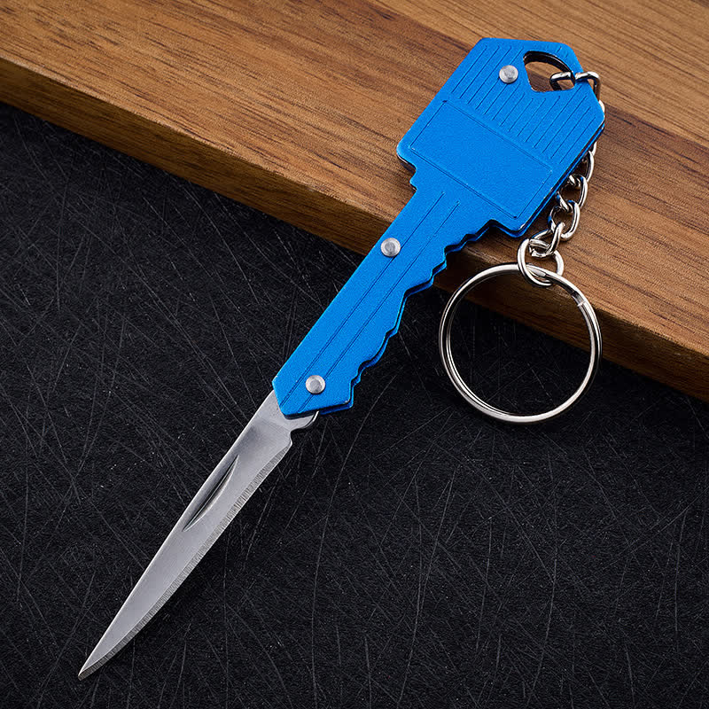Mini llavero plegable con forma de cuchillo para acampar - Azul - image 2