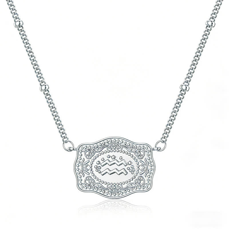 Collar de plata con los doce signos del zodiaco en relieve - Acuario - image 5