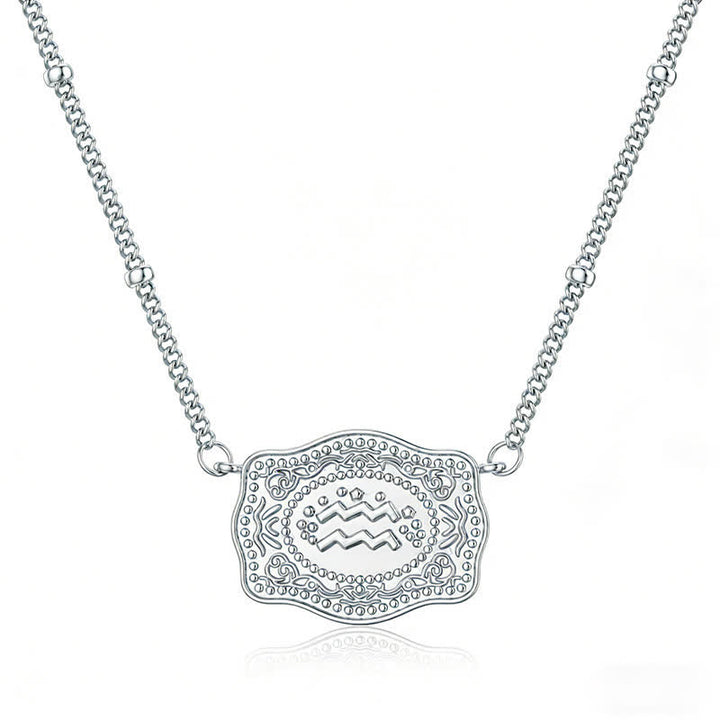 Collar de plata con los doce signos del zodiaco en relieve - Acuario - image 5
