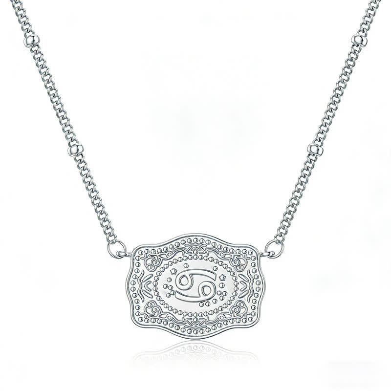Collar de plata con los doce signos del zodiaco en relieve - Cáncer - image 3