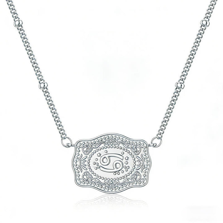 Collar de plata con los doce signos del zodiaco en relieve - Cáncer - image 3