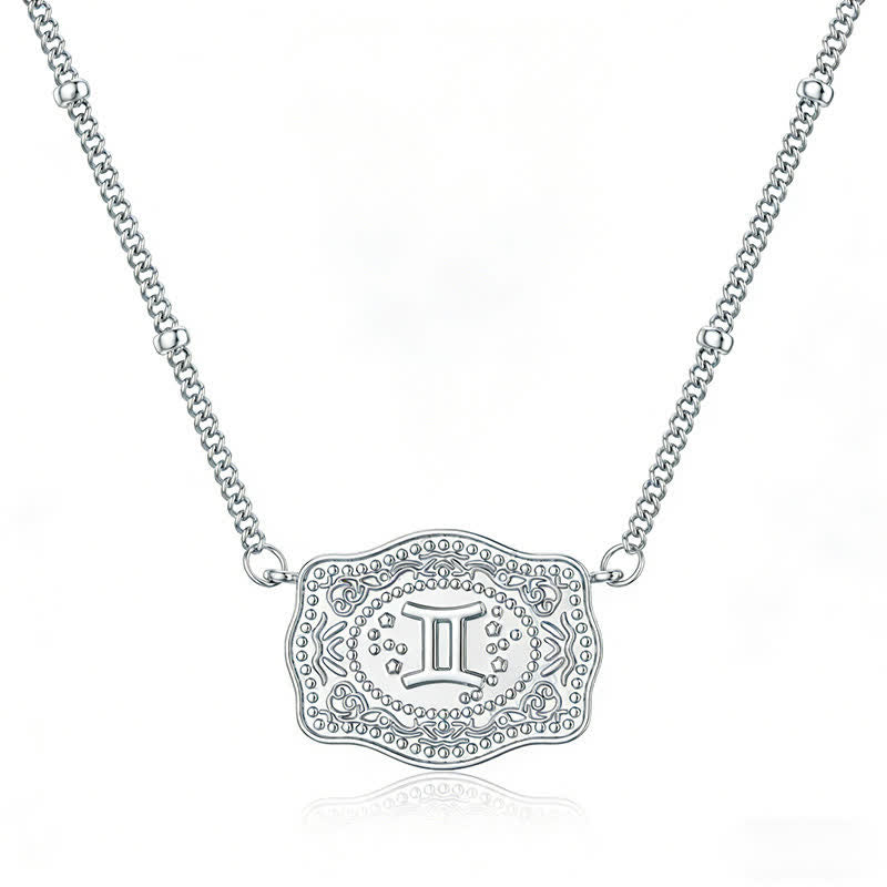 Collar de plata con los doce signos del zodiaco en relieve - Géminis - image 0