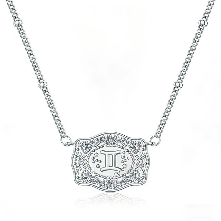 Collar de plata con los doce signos del zodiaco en relieve - Géminis - image 0