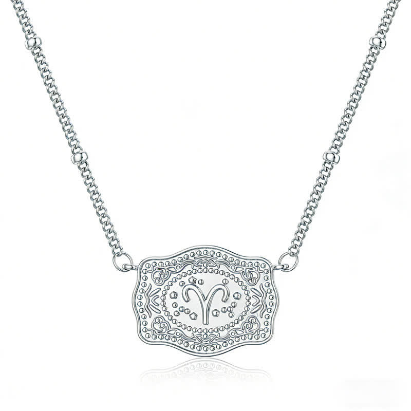 Collar de plata con los doce signos del zodiaco en relieve - Aries - image 6