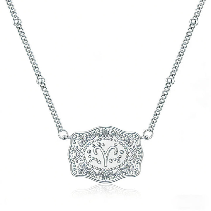 Collar de plata con los doce signos del zodiaco en relieve - Aries - image 6