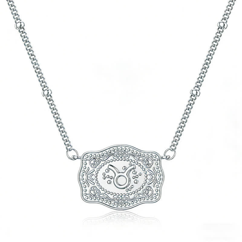 Collar de plata con los doce signos del zodiaco en relieve - Tauro - image 11