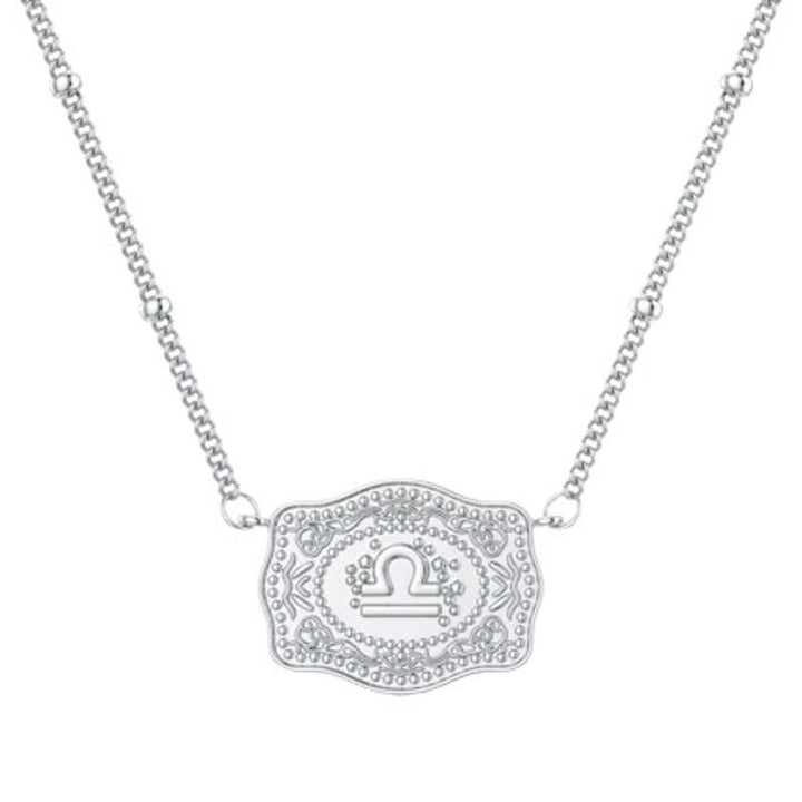 Collar de plata con los doce signos del zodiaco en relieve - Libra - image 9