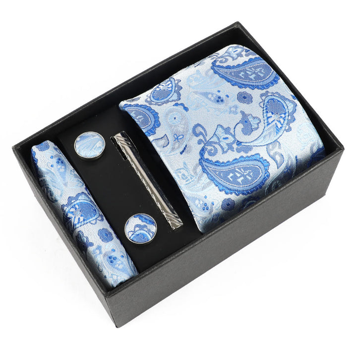 Juego de 4 gemelos y corbata con clip para hombre, elegantes y cuadrados de bolsillo - Estilo #12 - image 12