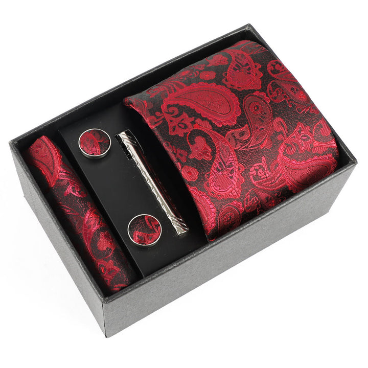 Juego de 4 gemelos y corbata con clip para hombre, elegantes y cuadrados de bolsillo - Estilo #26 - image 26