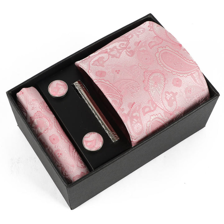 Juego de 4 gemelos y corbata con clip para hombre, elegantes y cuadrados de bolsillo - Estilo #15 - image 15