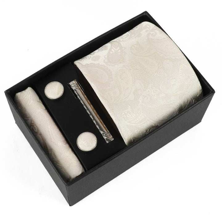 Juego de 4 gemelos y corbata con clip para hombre, elegantes y cuadrados de bolsillo - Estilo #18 - image 18