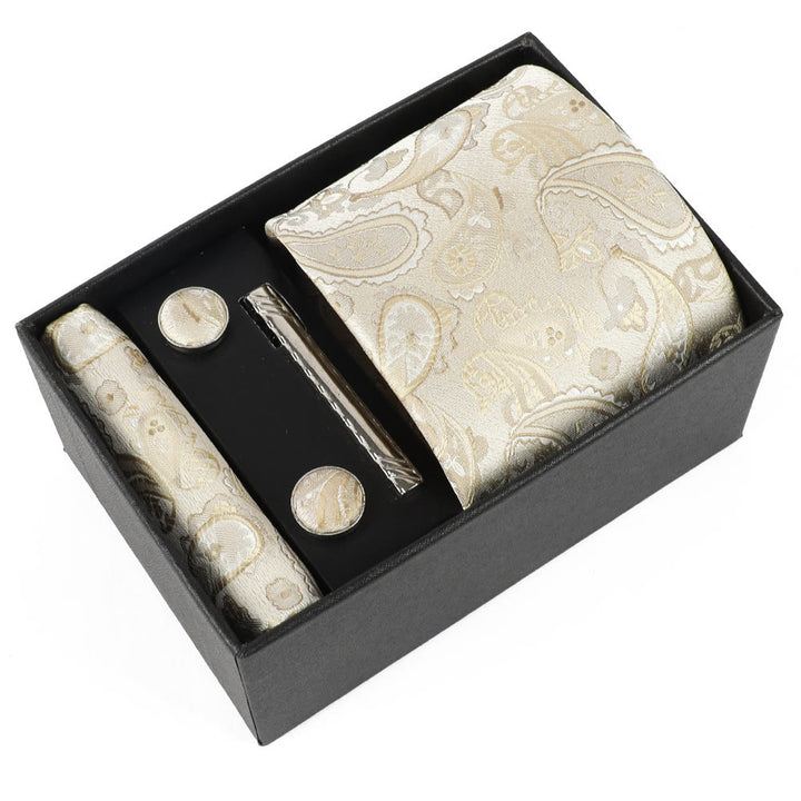 Juego de 4 gemelos y corbata con clip para hombre, elegantes y cuadrados de bolsillo - Estilo #9 - image 9