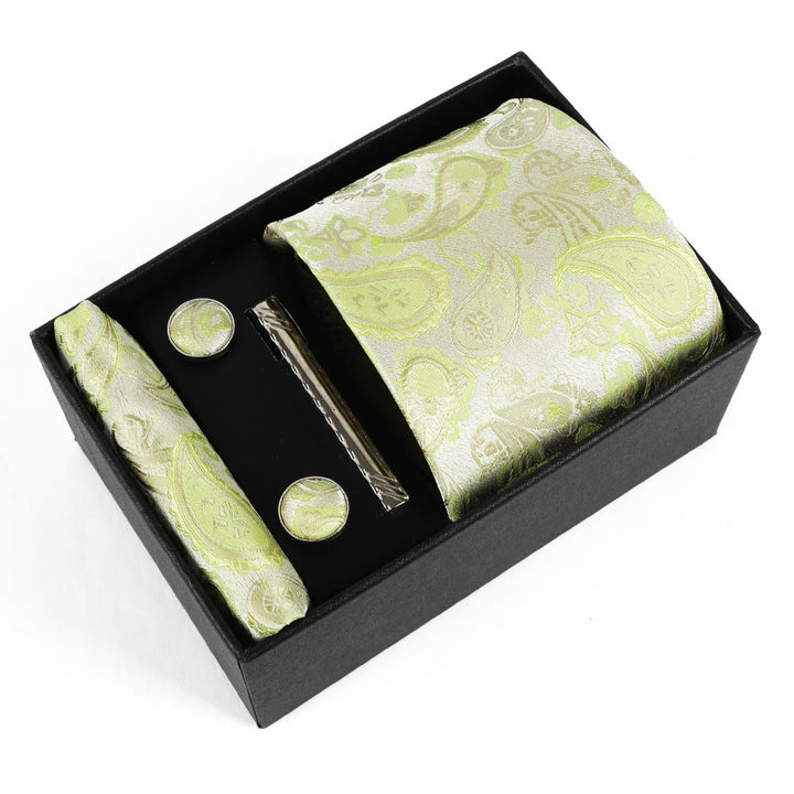 Juego de 4 gemelos y corbata con clip para hombre, elegantes y cuadrados de bolsillo - Estilo #14 - image 14