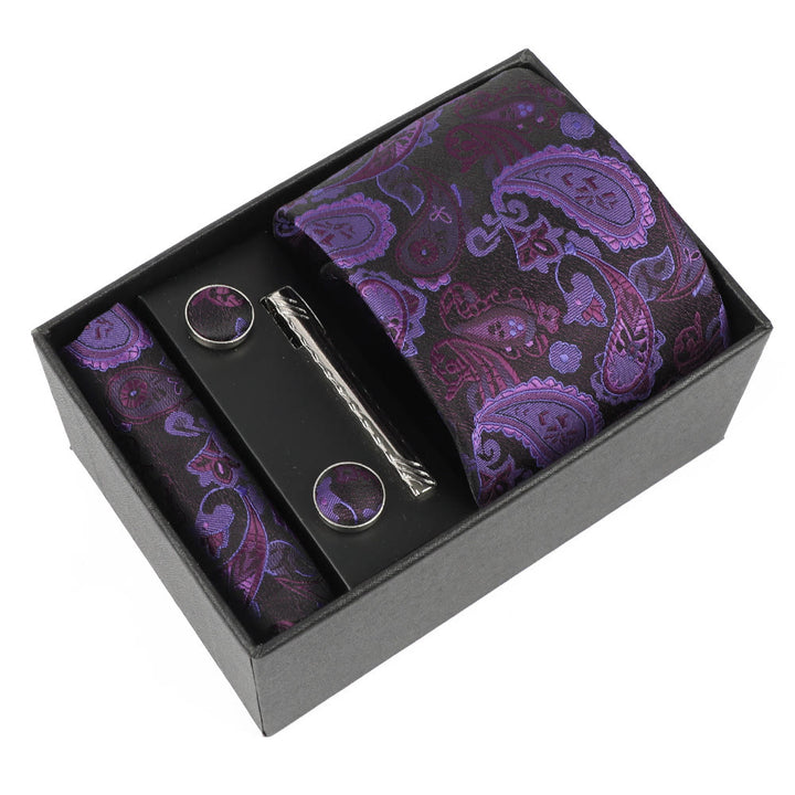 Juego de 4 gemelos y corbata con clip para hombre, elegantes y cuadrados de bolsillo - Estilo #7 - image 7