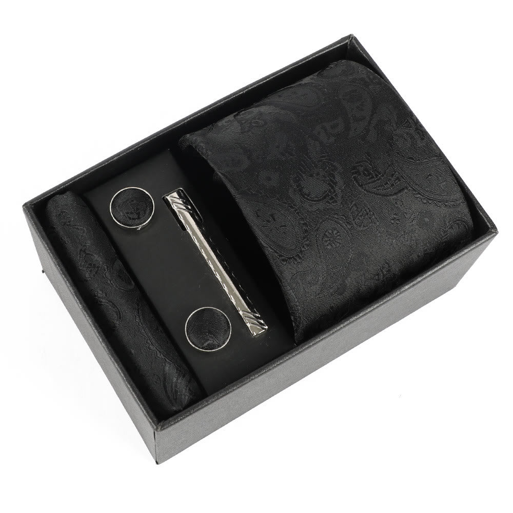 Juego de 4 gemelos y corbata con clip para hombre, elegantes y cuadrados de bolsillo - Estilo #29 - image 29