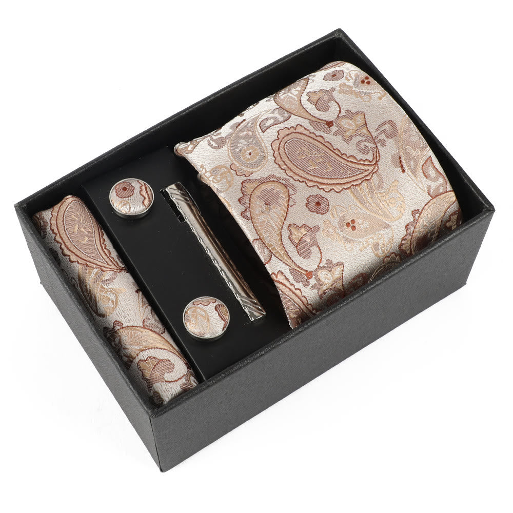 Juego de 4 gemelos y corbata con clip para hombre, elegantes y cuadrados de bolsillo - Estilo #10 - image 10