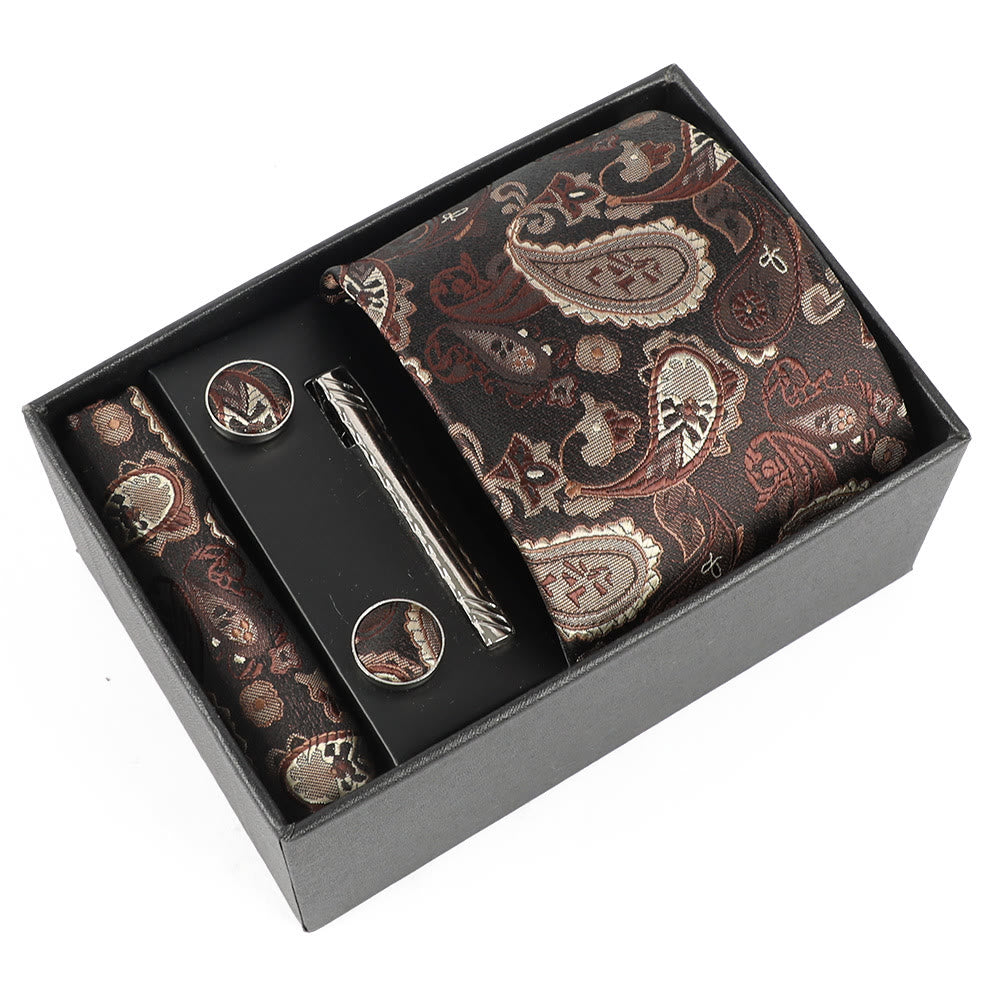 Juego de 4 gemelos y corbata con clip para hombre, elegantes y cuadrados de bolsillo - Estilo #21 - image 21