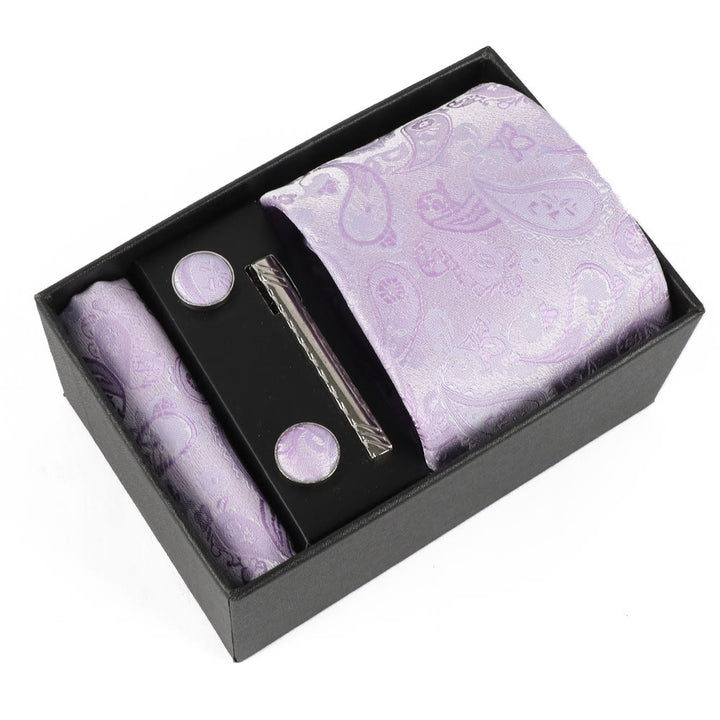 Juego de 4 gemelos y corbata con clip para hombre, elegantes y cuadrados de bolsillo - Estilo #13 - image 13