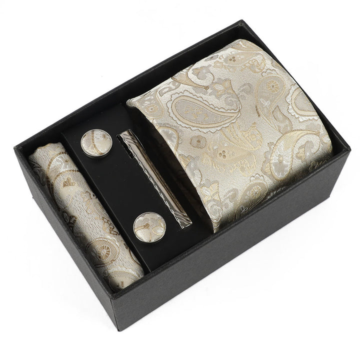 Juego de 4 gemelos y corbata con clip para hombre, elegantes y cuadrados de bolsillo - Estilo #11 - image 11