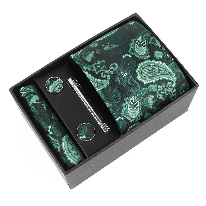 Juego de 4 gemelos y corbata con clip para hombre, elegantes y cuadrados de bolsillo - Estilo #4 - image 3