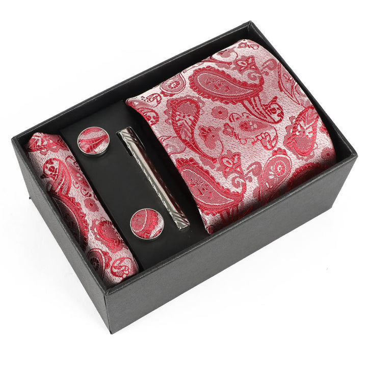 Juego de 4 gemelos y corbata con clip para hombre, elegantes y cuadrados de bolsillo - Estilo #31 - image 31