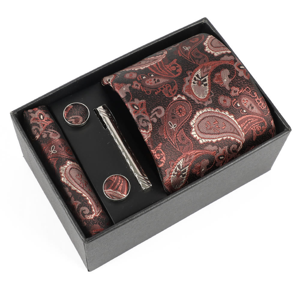 Juego de 4 gemelos y corbata con clip para hombre, elegantes y cuadrados de bolsillo - Estilo #27 - image 27