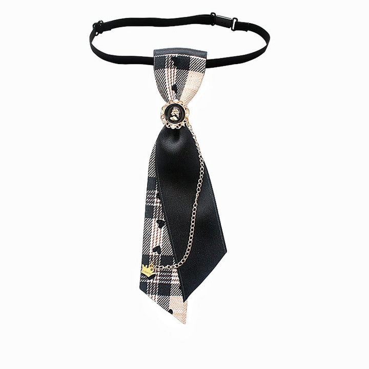 Corbata ajustable con decoración de cadena de tela lisa y cuadros de patchwork - Estilo #2 - image 3