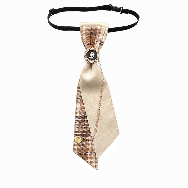 Corbata ajustable con decoración de cadena de tela lisa y cuadros de patchwork - Estilo #4 - image 6