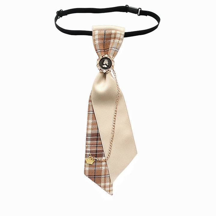 Corbata ajustable con decoración de cadena de tela lisa y cuadros de patchwork - Estilo #4 - image 6