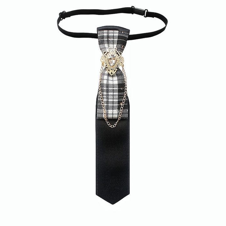 Corbata ajustable con decoración de cadena de tela lisa y cuadros de patchwork - Estilo #6 - image 8