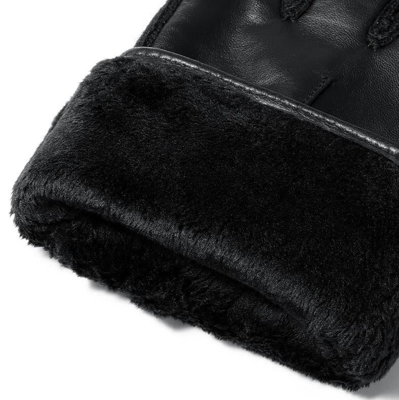 Guantes de invierno de cuero con forro polar para pantalla táctil para hombre - image 3
