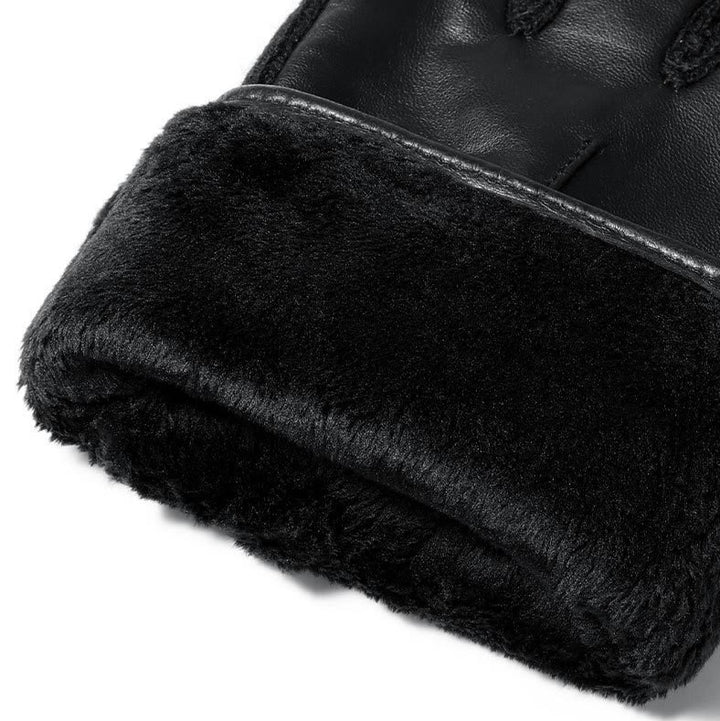Guantes de invierno de cuero con forro polar para pantalla táctil para hombre - image 3