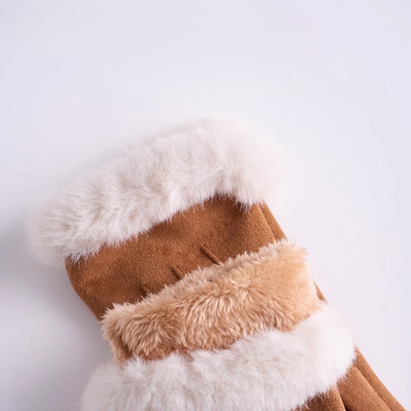 Guantes de invierno cálidos y aterciopelados de gamuza para pantalla táctil para mujer - image 2