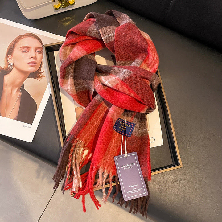 Bufanda de invierno suave y acogedora a cuadros clásicos para mujer - Estilo #1 - image 0