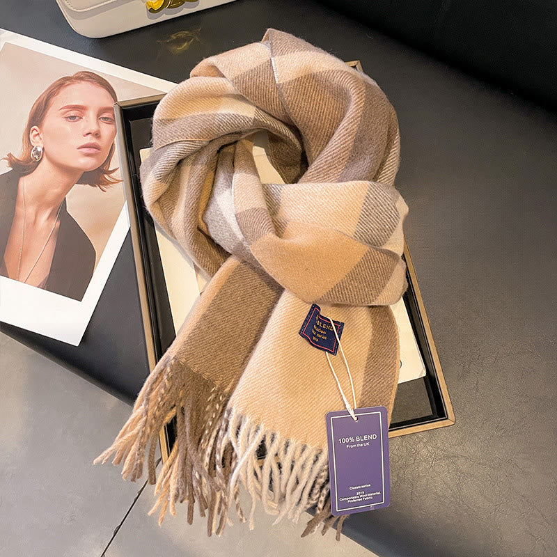 Bufanda de invierno suave y acogedora a cuadros clásicos para mujer - Estilo #6 - image 5