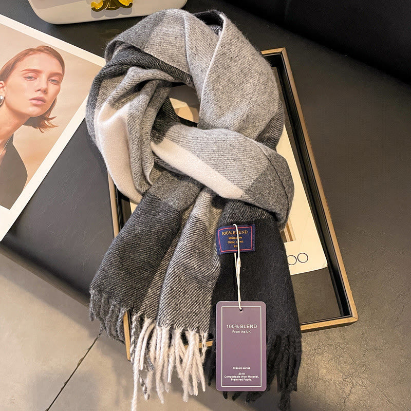 Bufanda de invierno suave y acogedora a cuadros clásicos para mujer - Estilo #9 - image 8