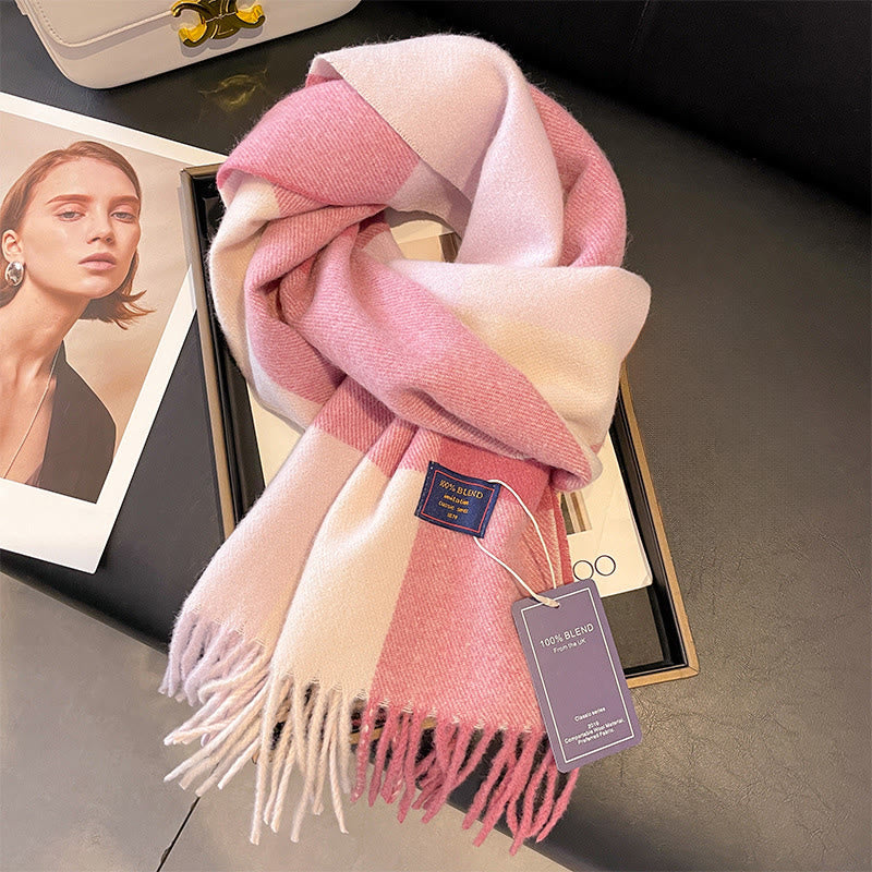 Bufanda de invierno suave y acogedora a cuadros clásicos para mujer - Estilo #8 - image 7