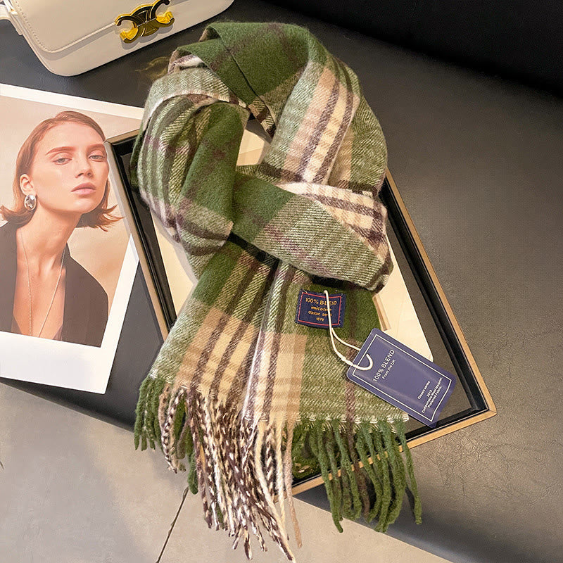 Bufanda de invierno suave y acogedora a cuadros clásicos para mujer - Estilo #5 - image 4