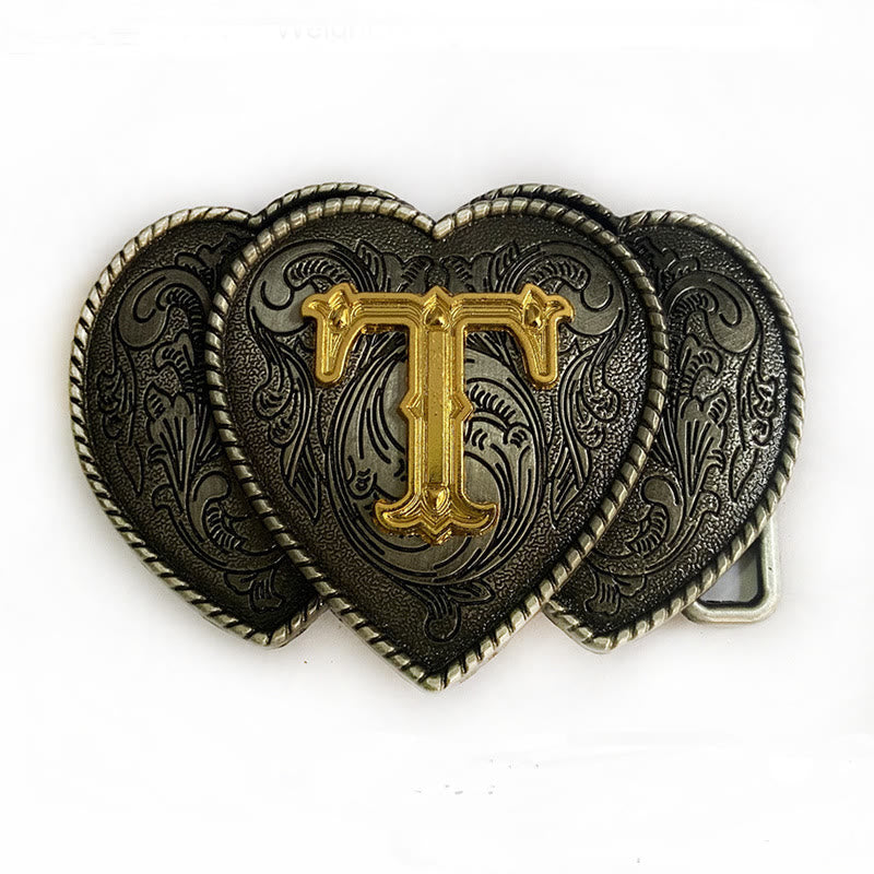 Cinturón de cuero con hebilla en forma de corazón y letras doradas - T - Sin cinturón - Cinturón no incluido - image 25