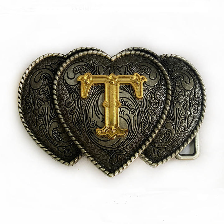 Cinturón de cuero con hebilla en forma de corazón y letras doradas - T - Sin cinturón - Cinturón no incluido - image 25